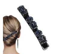 Películas trenzadas con piedra de brillante - Decoración de mujeres, clips de diamantes de imitación | Pins de estilo de doble capa | Portes de golpe laterales elegantes, accesorios elegantes