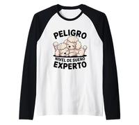 Peligro Nivel de Sueno Experto Perritos Caniche Dormilon Camiseta Manga Raglan
