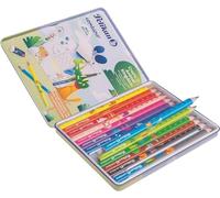 Pelikan, 12 Lápices de Colores Triangulares Combino, Diseño de Animales Combinables, Ideales para Manos Pequeñas, Fáciles de Afilar, Caja Metálica