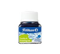 Pelikan 201574 - Tinta China 523-08, 10 ml en vidrio, se puede usar en papel, tarjetas de dibujo y películas opacas, azul cobalto
