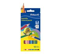 Pelikan 2056097 Lápices de color de calidad con sección ergonomica hexagonal, madera certificada FSC, Estuche 12 Lápices de colores brillantes, adecuados para la escuela primaria 724005