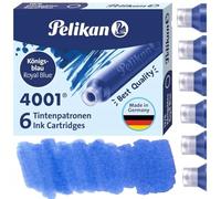 Pelikan 301176A - Juego de Cartuchos de Tinta 4001 para Plumas Estilográficas TP6, paquete de 300 unidades/50 cajas de 6 cartuchos, Azul Real