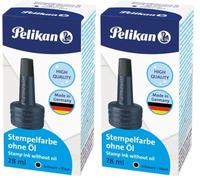 Pelikan 351213 - Tinta de sellar con aplicador, 28 ml, color azul (Paquete de 2)