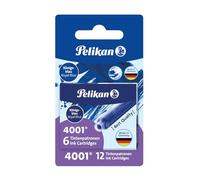 Pelikan 4001 - Recambios de tinta para pluma estilográfica (12 unidades), color azul real