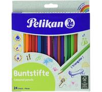 Pelikan 700122 - Lápices de colores triangulares, 24 unidades, FSC