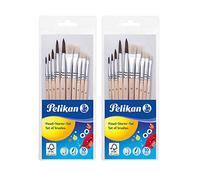 Pelikan 700405 - Juego de pinceles (5 pinceles y 5 pinceles), Pinceles de pelo y cerdas, beige, 2er Pack/Pinsel