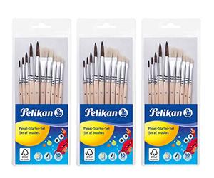 Pelikan 700405 - Juego de pinceles (5 pinceles y 5 pinceles), Pinceles de pelo y cerdas, beige, 3er Pack/Pinsel