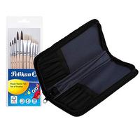 Pelikan 700405 Pincel Starter - Juego de Pinceles de Pelo con 5 y 5, Pinceles de Pelo y cerdas, Pinsel + Pinseltasche