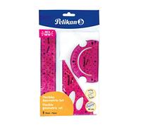 Pelikan 700917 - Juego de geometría (regla, transportador, triángulo, material flexible, varios colores, no se puede elegir el color)