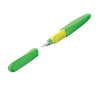 Pelikan 807258 - Pluma estilográfica Twist cartucho de tinta azul incluido, mango ergonómico, para usuarios diestros y zurdos, uso escolar, punta de acero M, Verde neón
