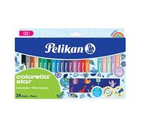 Pelikan 818087 Colorella Star C302 - Rotulador (24 colores: 18 colores intensos + 6 delicados tonos pastel + plantilla para colorear, 1 estuche)