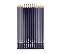 Pelikan 979393 - 12 Lápices de grafito y borrador HB, paquete de ahorro FSC certificado, estructura de madera sección hexagonal pintada minas resistente