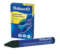Pelikan, Barra de Cera Resistente al Agua, 120 mm, Ideal para Uso en Superficies Rugosas, Caja de 12 Unidades, Color Negro