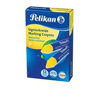 Pelikan, Barra de Cera Resistente al Agua, 120 mm, Ideal para Uso en Superficies Rugosas, Caja de 12 Unidades, Color Amarillo