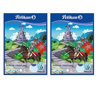 Pelikan - Bloc de dibujo (DIN A4, 100 hojas, sin cloro, 70 g/m²), 2 Block, azul, 1