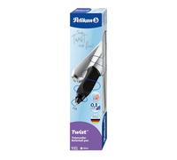 Pelikan, Bolígrafo Twist Color Plata, Empuñadura Ergonómica para Diestros y Zurdos, Tinta Azul, Made in Germany, 1 unidad (Paquete de 1)