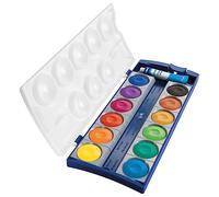 Pelikan 720854 - Acuarela Watercolors Premium K12, estuche fabricado en Alemania, 12 colores y 1 tubo blanco opaco, Azul/Blanco