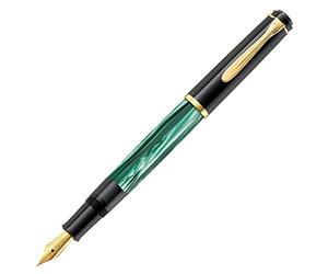 Pelikan Elegance Souverain M200 - Pluma estilográfica de punta media, color negro/verde