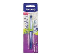 Pelikan Erase 2.0, Bolígrafo Borrable Ergonómico, Tinta Azul, para Diestros y Zurdos, para el Colegio, Punta M Indeformable, Recambio Azul Incluido, Recargable