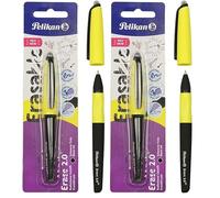 Pelikan Erase 2.0, Bolígrafo Borrable Ergonómico, Tinta Negra, para Diestros y Zurdos, para el Colegio, Punta M Indeformable, Recambio Negro Incluido, Recargable (Paquete de 2)