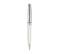 Pelikan Jazz Bolígrafo metálico medio, 0.7 mm, color blanco y plata