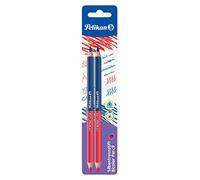 Pelikan Lápiz Bicolor Rojo y Azul, 4mm, Agarre Triangular Ergonómico, Lápices de Colores Ideales Para la Escuela, Profesores y Maestros, Estuche de 2 Piezas, 2 Unidad (Paquete de 1)