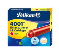 Pelikan Cartucho de tinta para estilográfica TP6 Rojo Lote 3 estuches de 6 cartuchos