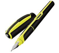 Pelikan P57M - Pluma estilográfica de estilo juvenil (punta media), color negro y amarillo fluorescente