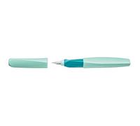 Pelikan, Pluma Estilográfica Twist, Diseño Ergonómico, Plumilla de Acero Inoxidable, Incluye Cartuchos de Tinta Azul Borrable, Color Menta Neon