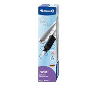 Pelikan, Pluma Estilográfica Twist, Empuñadura Ergonómica para Diestros y Zurdos, Silver, Tinta Azul, Made in Germany