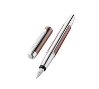 Pelikan Pura 817226 Pluma estilográfica, plumín M, incluye cartucho de tinta Edelstein Ink Shapphire, color marrón, 1 unidad