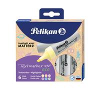 Pelikan Rotuladores fluorescentes 490® eco, juego de 6 colores pastel en estuche