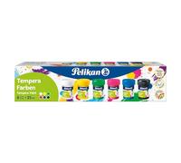 Pelikan, Set de 6 Témperas de Colores, Alta Pigmentación, Incluye Pincel y Paleta de Mezcla, Segura para Niños, Colores Brillantes y Duraderos