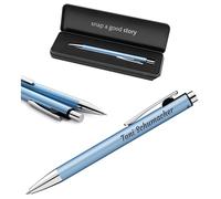 Pelikan Snap Bolígrafo con grabado - Bolígrafo retráctil personalizado - Regalo para escuela, oficina y estudio (azul helada)