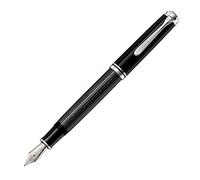 Pelikan Souverän M805 Stresemann - Pluma estilográfica con rayas antracita, punta fina, negro, 1 unidad
