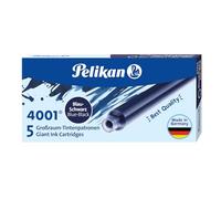 Pelikan Tintenpatronen 4001 - Recambios para bolígrafos y plumas, Paquete de 5, azul y negro
