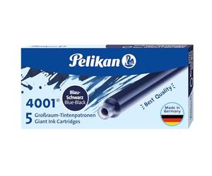 Pelikan Tintenpatronen 4001 - Recambios para bolígrafos y plumas, Paquete de 5, azul y negro