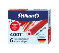 Pelikan TP6 - Cartucho tinta estilográfica, color rojo | Pelikan 6 cartuchos de tinta estándar 4001 rojo brillante