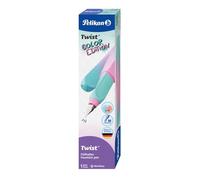 Pelikan Twist Color Edition Pluma estilográfica, plumín de acero inoxidable en trazo M, incluye cartucho de tinta, menta y rosa