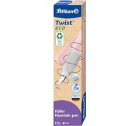 Pelikan Twist Eco Rosé, Estilográfica Ergonómica para Diestros y Zurdos, Plumín M De Acero Inoxidable, Cartucho Azul Incluido, Recargable, Fabricada con Plástico Reciclado, Embalaje Sostenible