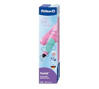 Pelikan Twist Pink, Bolígrafo Esferográfico Ergonómico, para Diestros y Zurdos, para la Escuela y la Oficina, Punta M Indeformable, 2 Cartuchos KM Azules Incluidos, Recargable