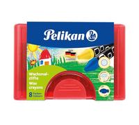 Pelikan-Wachsmalstifte, Wachsmalblöcke, Wachsmaltropfen-Etuis Cera Redonda 665/8 de 8 Colores, Caja de 8 Unidades + 1 raspador, Negro (Paquete de 1) (723148)