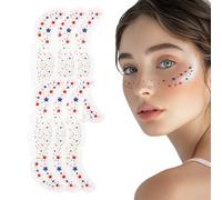 Pelillas de brillo - Patches de maquillaje | Pegatizas de tatttoo de Freck | Pegatizas de Star Heart Freckle | 6 piezas Estrella y corazón amigable para la piel Feckles para reunir conciertos Diarios