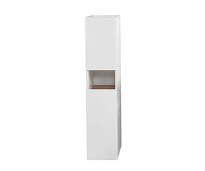 Pelipal Armario de baño Quickset 947 en Color Blanco Brillante y Roble Rivera, réplica Transversal, 30 cm de Ancho, Armario Midi de Media Altura con 2 Puertas, 1 nicho y 2 estantes