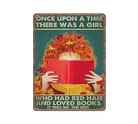 Pelirroja A Girl Who Had Red Hair And Loved Books Letreros de chapa Divertidos carteles de metal vintage Plaqu Poster Arte de la pared Pub Bar Cocina Jardín Baño Decoración del hogar, 30x40 cm