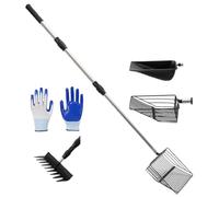 Pelle À Poulet Pour Déjections - Poignée Extensible, Conception Ergonomique, Quatre Têtes De Pelle En Acier Inoxidable, Outil Multifonctionnel D'élimination Déchets De Volaille, Équipement D'entre