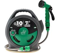 Pelle & Sol Carrete de manguera de jardín de 10 m con 7 boquillas de pulverización ajustables | Manguera de jardín con conector de manguera | Mini carrete de manguera accesorios de jardín | Equipo de