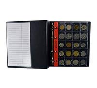 PELLER'S AM200B Álbum de colección M para 200 Monedas Medianas de hasta 31mm de diámetro, 10 Fundas y cartulinas separadoras. para € 1, 2 Euros, £2, 50 Peniques ingleses etc, Negro, Modelo M