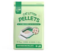 Pellets de arena para gatos de 9 libras, exclusivamente para uso con sistemas de caja de arena de doble capa, pellets deshidratantes, zeolita, arena de larga duración para control de olores que no