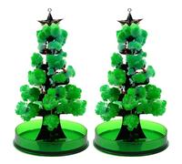Pellinch 2 mini árboles de Navidad, árbol de Navidad mágico, árbol de papel mágico, crianza de cristales, juguete creativo, manualidades de Navidad, mini decoración de árbol de Navidad en crecimiento